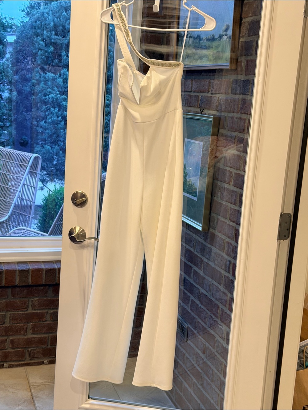 Lulu's Cream One-Shoulder Wide-Leg Jumpsuit